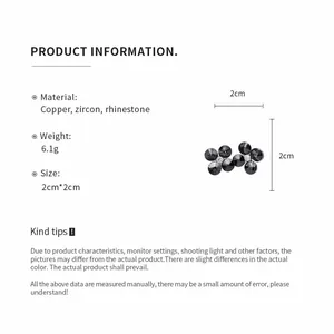 Product specifications and dimensions for flower stud earrings with zircon inlay
