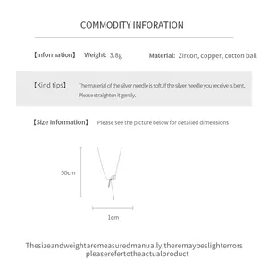 Detailed product specifications for zircon necklace showing weight and 50cm chain length