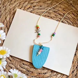 Collar de cuentas de estrella de mar con colgante azul para estilo de playa