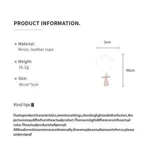 Detailed product info for resin pendant necklace with size and material specifications