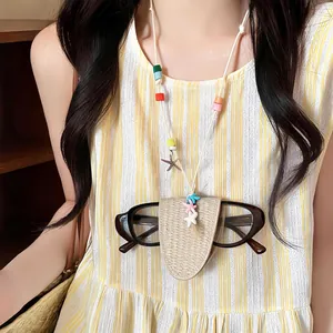 Collar de cuentas de estrella de mar de colores y cordón para gafas playa