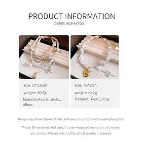 Detailed product information and specifications for vintage pearl shell layered necklaces