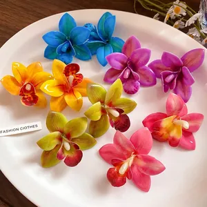 Orecchini a Bottone a Forma di Orchidea Boema Con Perno in Argento Tessuto Resina Epossidica Orecchini Floreali Per Donna Gioielli da Vacanza