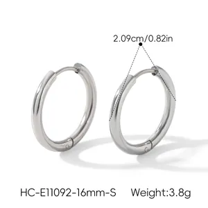 Detailed technical view of titanium steel hoop earrings showing size and 3.8g weight
