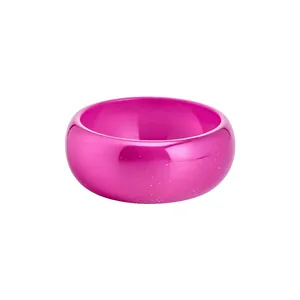 Elegant fuchsia resin bangle with a metallic shimmer finish for a chic luxury look.