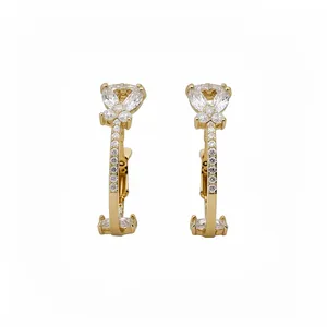 18k gold plated butterfly hoop earrings with sparkling cubic zirconia stones for women