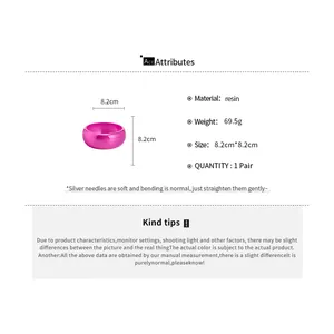 Detailed specifications for pink resin irregular geometric bangle with 8.2cm dimensions