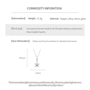 Detailed dimensions and material specifications for the silver star pendant sweater necklace