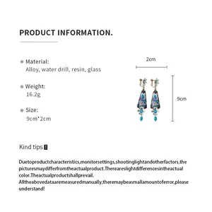 Detail view of vintage court style clip-on earrings with size and material info.