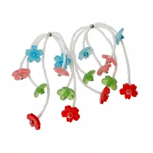 Handmade colorful resin flower tassel earrings with white seed beads for summer vacation