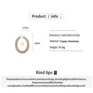 Detailed product info for rhinestone tassel necklace and earrings with dimensions
