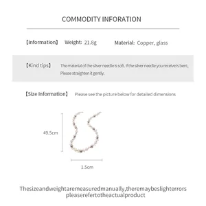 Scheda info prodotto che mostra lunghezza collana 49,5 cm e materiali rame vetro.