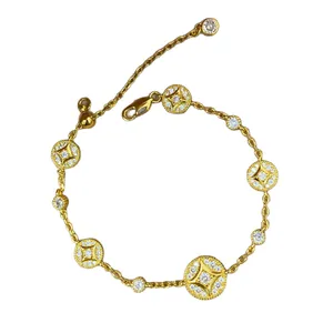 Elegant 18k gold plated round bracelet with sparkling cubic zirconia star pendants