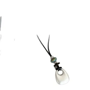 Minimalist silver teardrop pendant necklace with adjustable black cord for women's daily wear
