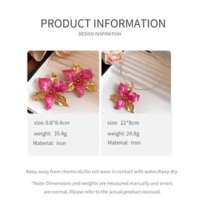 Detailed specifications for pink vintage floral earrings and collar necklace jewelry set