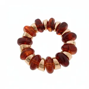 European retro ink-dyed round bracelet with amber beads and gold accents