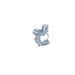 Elegante polsino per orecchio a doppio cuore con zirconi per orecchie senza buco