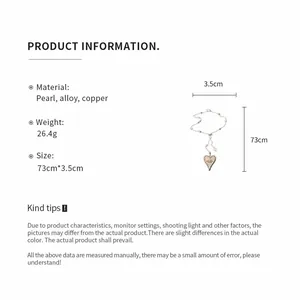 Product information detail for heart pendant necklace with material and size specifications.
