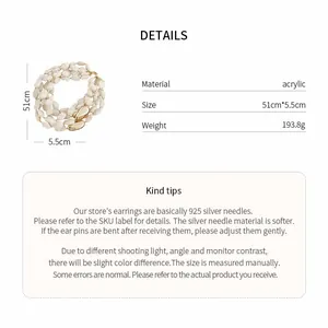 Spécifications détaillées pour collier à plusieurs rangs de perles en acrylique blanc