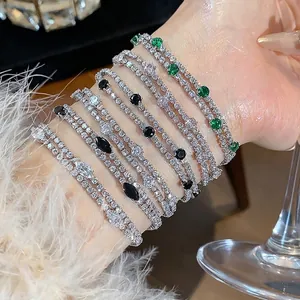 Luxury 18k gold plated cubic zirconia tennis bracelets with colorful stones