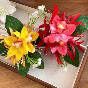 Elegant sweet fabric orchid flower hair clips with exquisite fashion design for women