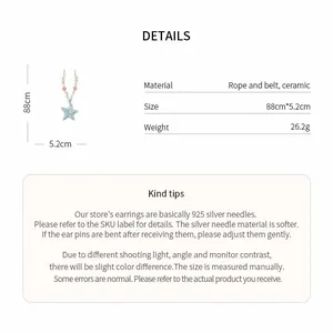 Close-up view showing product specifications and material details for ceramic starfish necklace
