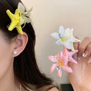 Summer aesthetic starfish and flower hair clips set for sweet seaside vacation hairstyles