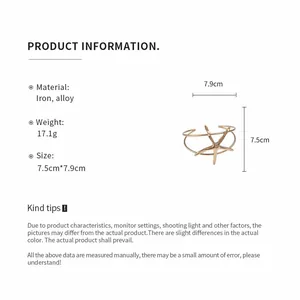 Product specifications for a stylish rose gold starfish cuff bracelet made of iron alloy.