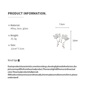 Detailed specifications for these elegant white butterfly lace pendant ear cuffs