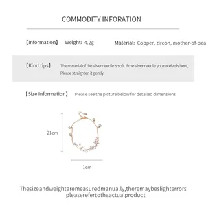 Detailed view of zircon mother-of-pearl flower bracelet with size and weight specs