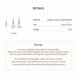 Détails des boucles d'oreilles perles style français avec dimensions et matière
