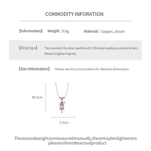 Detailed specifications of the pink zircon ice cream pendant necklace with silver chain.