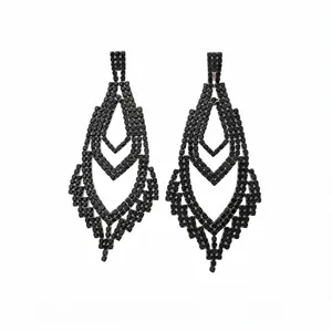 Elegante schwarze Strass-Ohrhänger für Damen im exklusiven High-End Retro-Design
