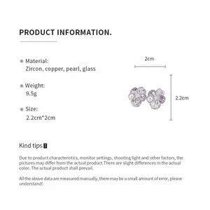 Detailed dimensions and material information for these zircon pearl flower stud earrings.