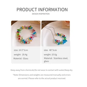 Specifiche dettagliate per il set di collana e bracciale con perline di vetro colorate