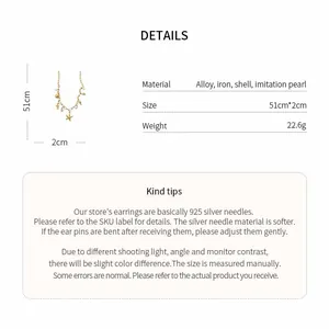 Detailed product specifications for starfish and shell pearl necklace including size