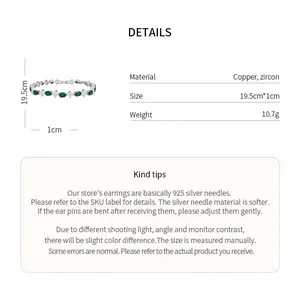 Detailed specifications of the green zircon flower bracelet including material and size.