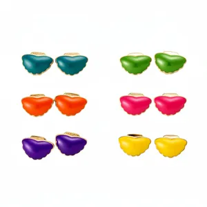 12-piece colorful enamel starfish stud earrings set with silver needles for summer vacation