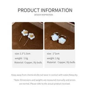 Detailed product information for 18k gold plated shell flower drop and hoop earrings