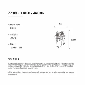 Détails du produit boucles d'oreilles bohèmes fleurs en cristal et longs glands, taille