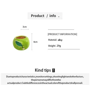 Detailed info of green apple enamel ring with size 3x4cm and alloy material weight 29g