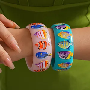 Dopamin Stil Harz Öltropfen Kleiner Fisch Armreif Europäisch Amerikanisch Cartoon Bunter Mode Harz Schmuck Für Damen