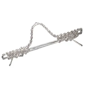 Fashionable silver rhinestone-studded half-frame decorative eyewear accessory for parties