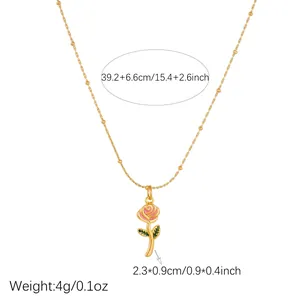 Detailansicht der vergoldeten Rosen-Halskette mit Maßen und 4g Gewichtsinformationen