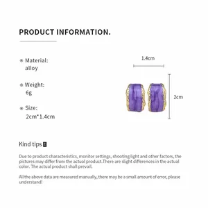 Orecchini vintage a forma di C smaltati viola con specifiche del materiale in lega
