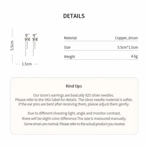 Detailed specifications of bow tassel earrings with dimensions and material info.