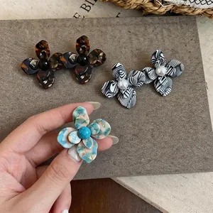 Orecchini a Bottone in Resina Vintage a Forma di Fiore Per Donna Perno in Argento Sterling 925 Stile Etnico Gioielli