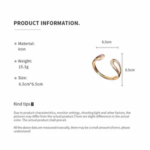 Detailed product specifications of a minimalist metal waterdrop open cuff bracelet