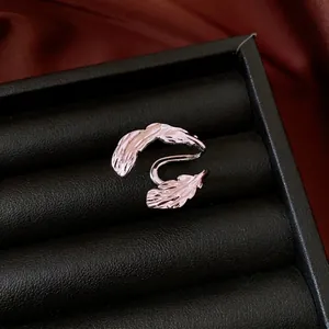 Exquisite Copper Hollow Leaf Ear Cuff Minimalist Non-Piercing Earring Double Layer Plant Texture Jewelry For Women Silver Tone