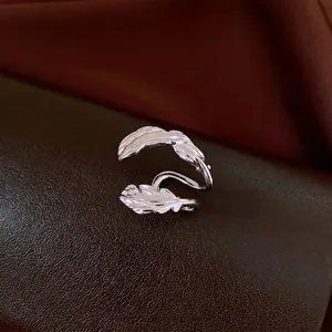 Minimalist double-layer leaf cutout ear cuff for non-pierced ears in silver finish
